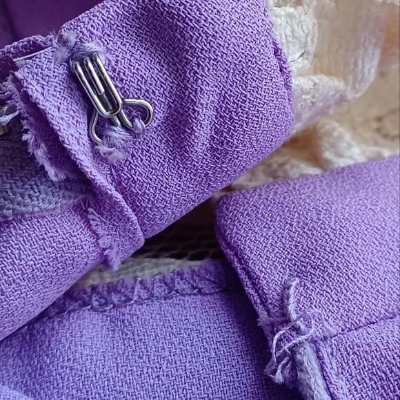 Vintage 60's Purple Mid Century Whimsigoth Prairie Cottagecore Lace Maxi Dress - Picture 7 of 16